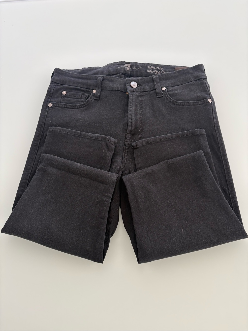 7 For All Mankind Slim Straight Black Jeans